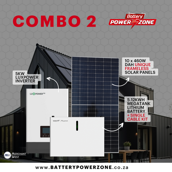 Combo 2 5kw Lux Power Inverter, Lithium Battery and DAH Panels Solar System Battery PowerZone