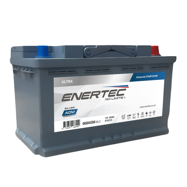 12V 80Ah Enertec Silver AGM Automotive Battery | BatteryPower-Zone