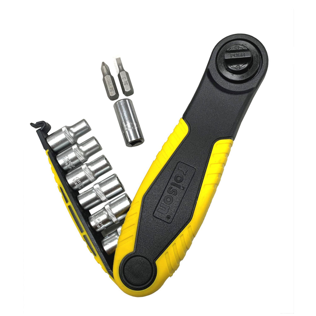 Rolson 1/4 Dr Stubby Ratchet Socket & Bit Set | BatteryPower-Zone