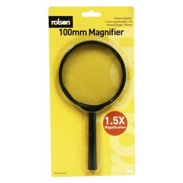Rolson magnifying glass 100mm packaged